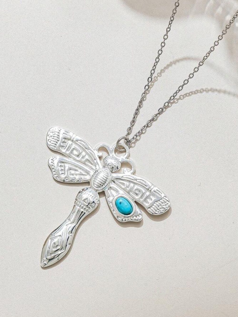Silver Dragonfly Necklace S1461